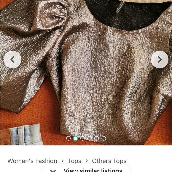 Zara Metallic Gold Puff Sleeve Crop Top size S - Picture 2 of 5